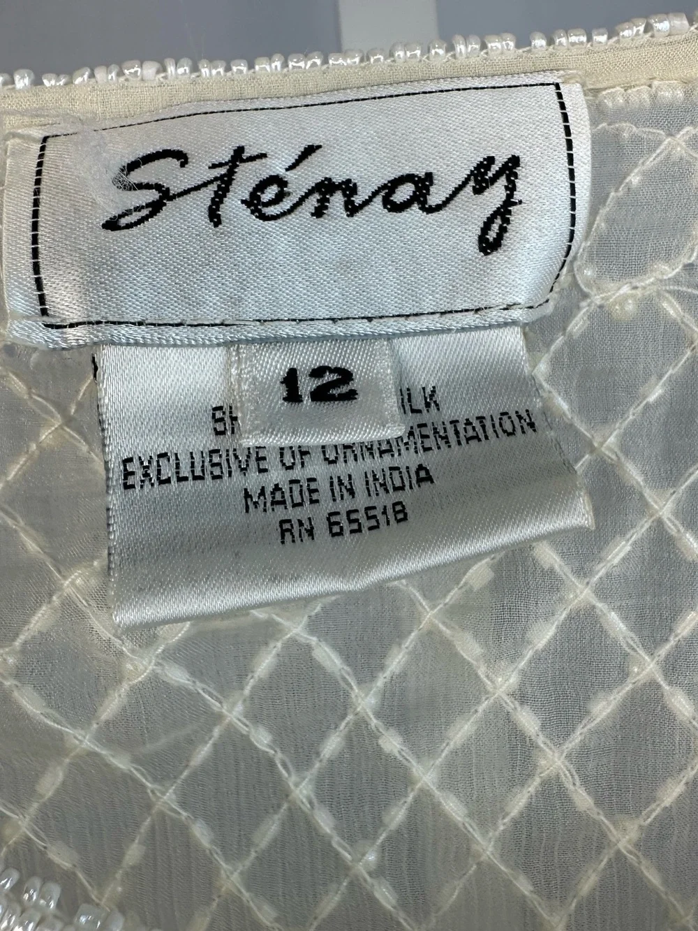 Vintage Sténay Silk Beaded Pearl Sequin Jacket Bridal Wedding Ivory 12